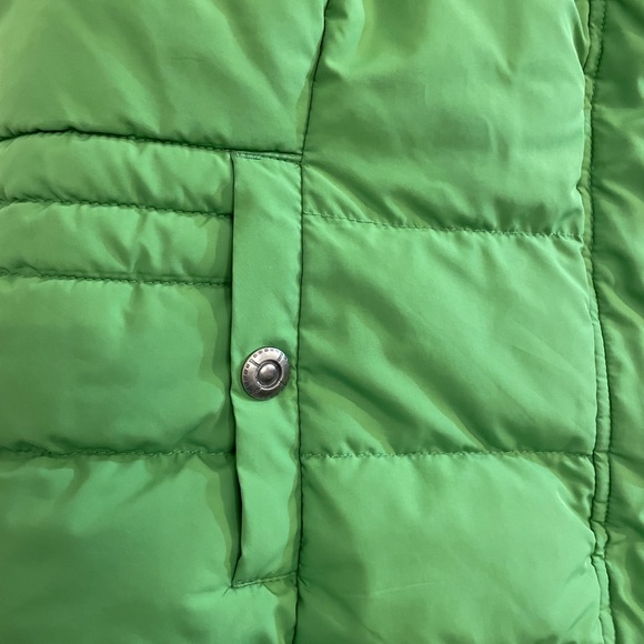 Green Tea puffer vest with removable faux fur hood. - Picture 3 of 10